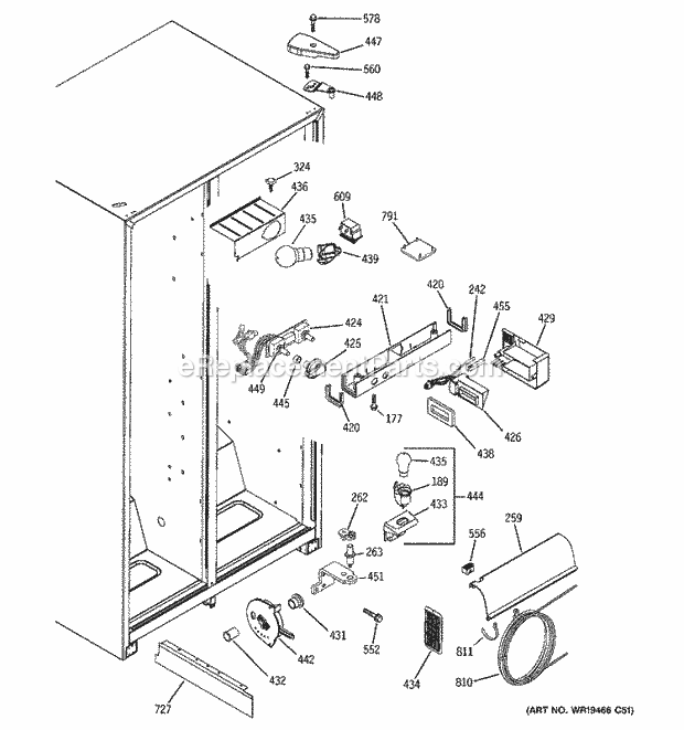 GE GSS22JERFCC Refrigerator Fresh Food Section Diagram