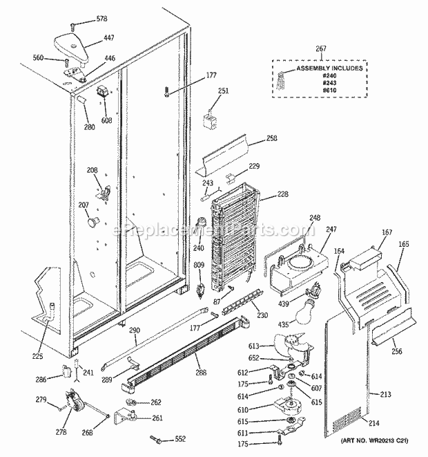 GE GSS22JETEWW Refrigerator T Series Freezer Section Diagram