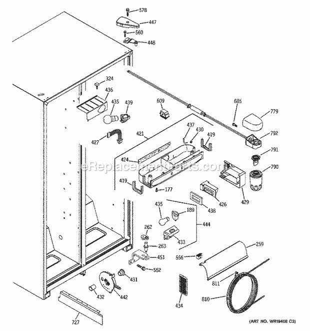 GE GSS22QGPDBB Refrigerator Fresh Food Section Diagram