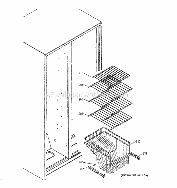 GE GSS22WGPBBB Refrigerator Freezer Shelves Diagram