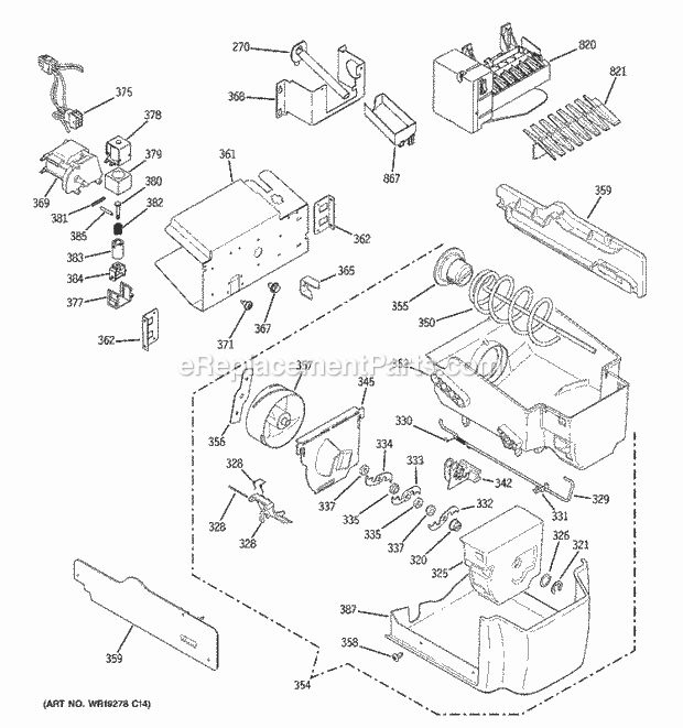 GE GSS23LGTEBB Refrigerator Ice Maker & Dispenser Diagram