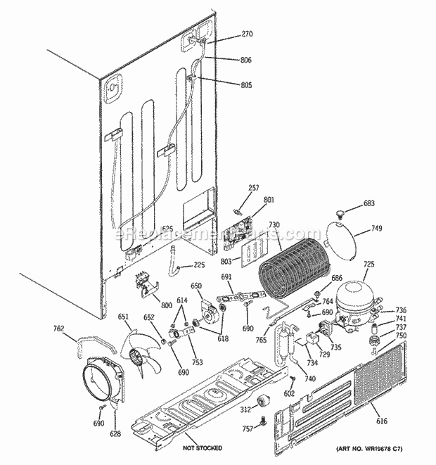 GE GSS23QSTASS Refrigerator Sealed System & Mother Board Diagram