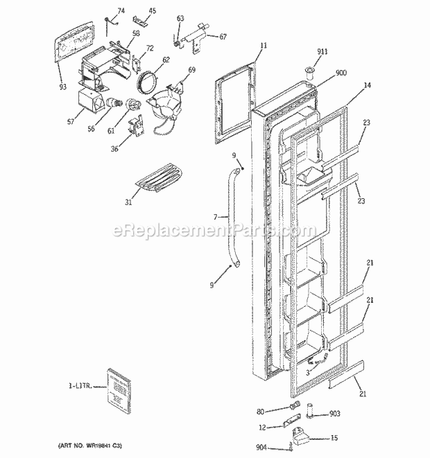 GE GSS23SGSBSS Refrigerator Freezer Door Diagram