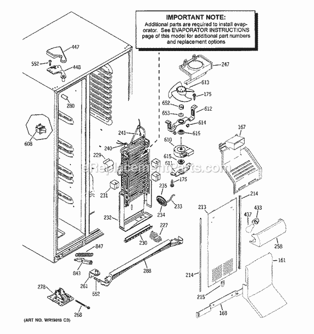 GE GSS23VGSACC Refrigerator Freezer Section Diagram