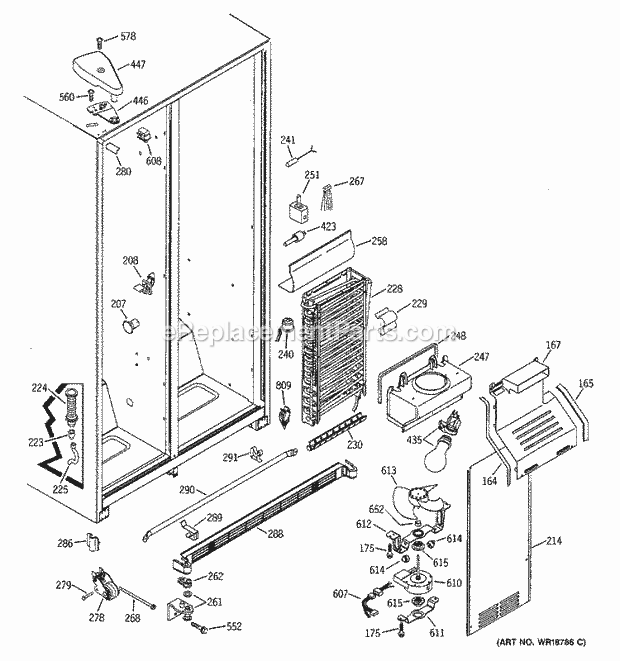 GE GSS25JFMAWW Refrigerator Freezer Section Diagram