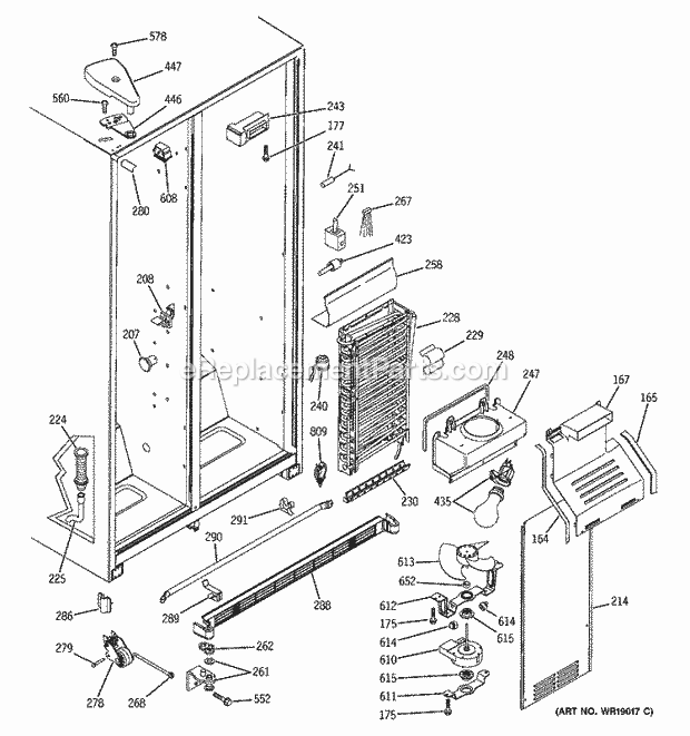 GE GSS25JFMCWW Refrigerator Freezer Section Diagram