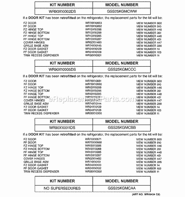 GE GSS25KGMCBB Refrigerator Page I Diagram