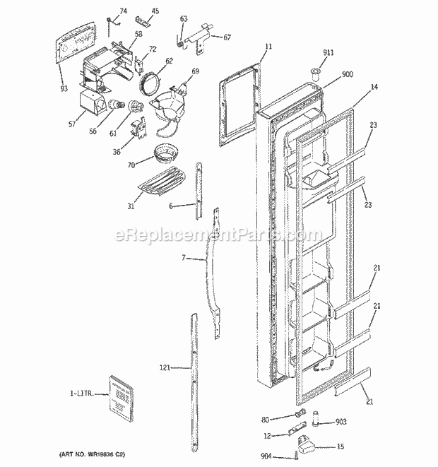 GE GSS25KGSACC Refrigerator Freezer Door Diagram