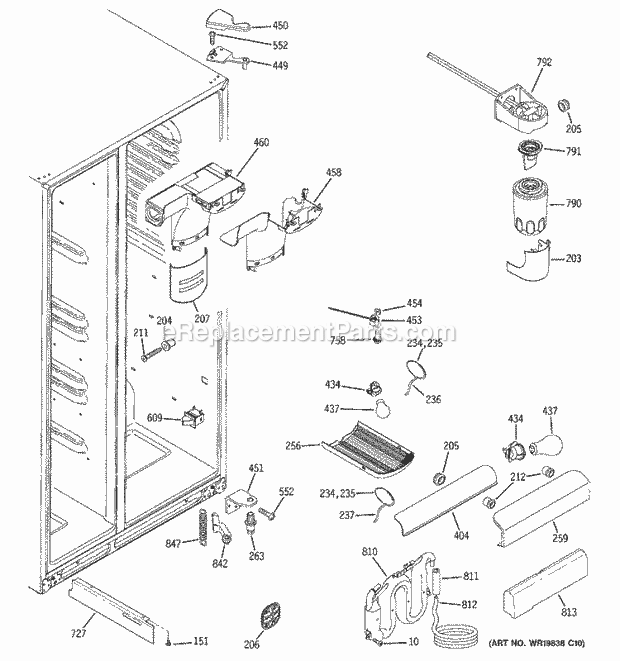 GE GSS25KGTBWW Refrigerator Fresh Food Section Diagram