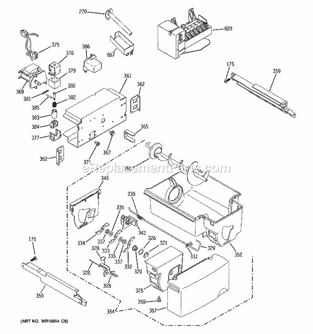 GE GSS25KSTASS Refrigerator Ice Maker & Dispenser Diagram