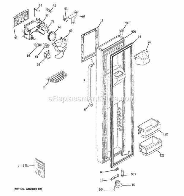 GE GSS25KSTESS Refrigerator Freezer Door Diagram