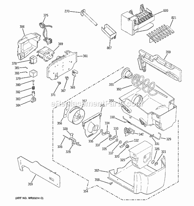 GE GSS25KSWCSS Refrigerator W Series Ice Maker & Dispenser Diagram