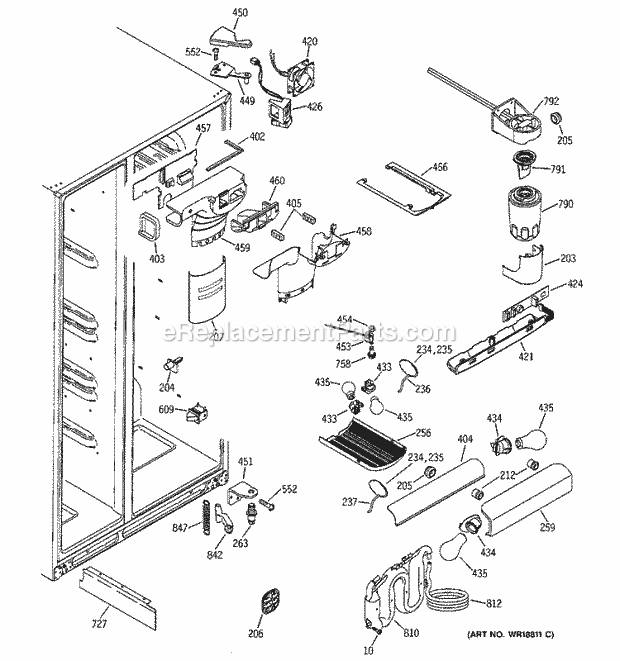 GE GSS25LGMAWW Refrigerator Fresh Food Section Diagram