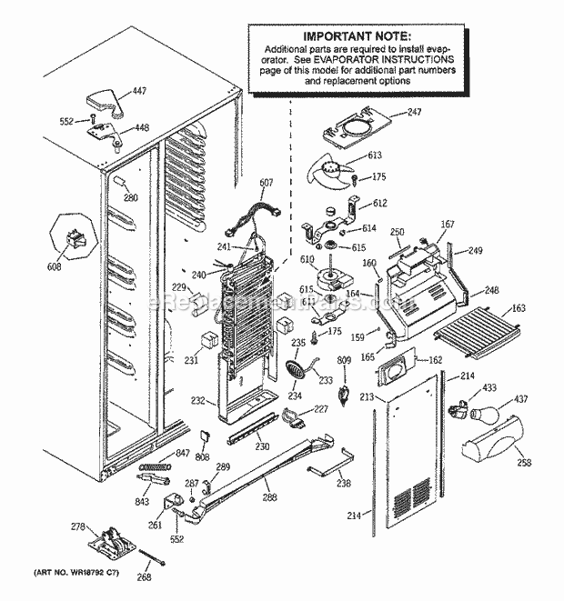 GE GSS25LGMBCC Refrigerator Freezer Section Diagram