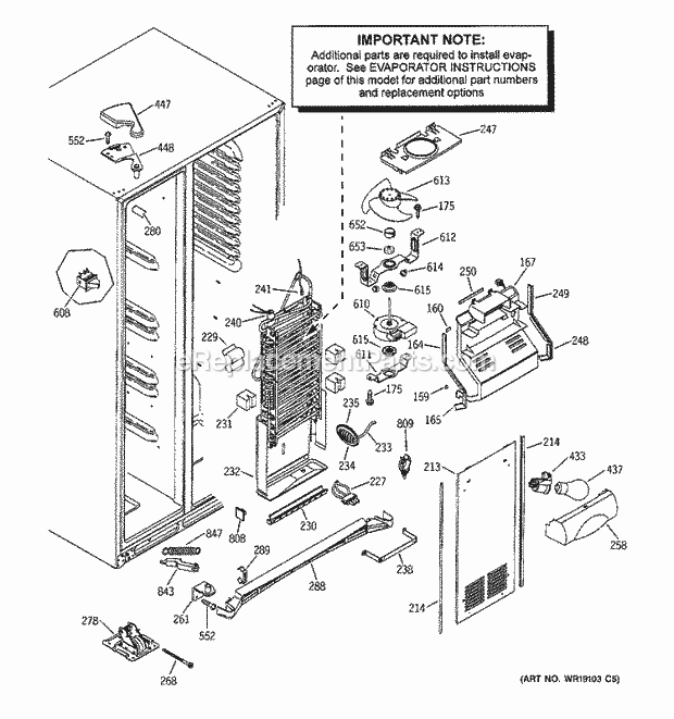 GE GSS25LGMFWW Refrigerator Freezer Section Diagram