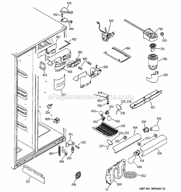 GE GSS25LGMFWW Refrigerator Fresh Food Section Diagram