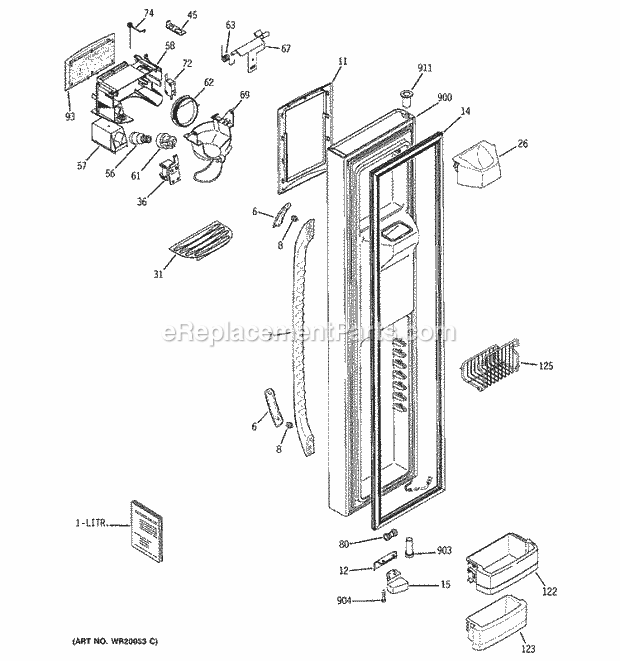 GE GSS25LGTCBB Refrigerator Freezer Door Diagram