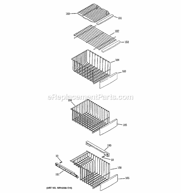 GE GSS25LGTCBB Refrigerator Freezer Shelves Diagram