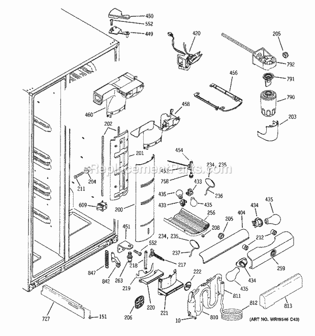 GE GSS25LGTCBB Refrigerator Fresh Food Section Diagram