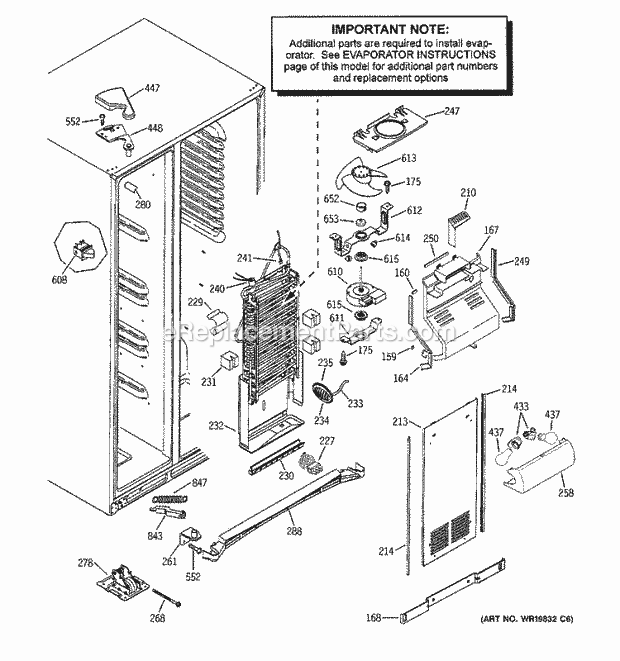 GE GSS25LGTDBB Refrigerator Freezer Section Diagram