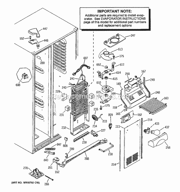 GE GSS25LSMABS Refrigerator Freezer Section Diagram