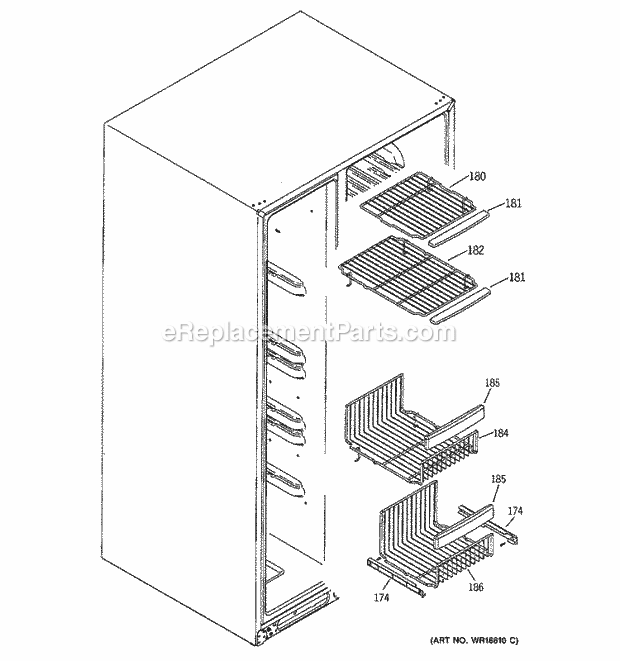 GE GSS25LSMABS Refrigerator Freezer Shelves Diagram