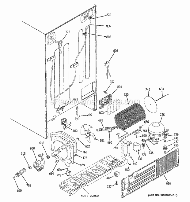 GE GSS25LSTASS Refrigerator Sealed System & Mother Board Diagram