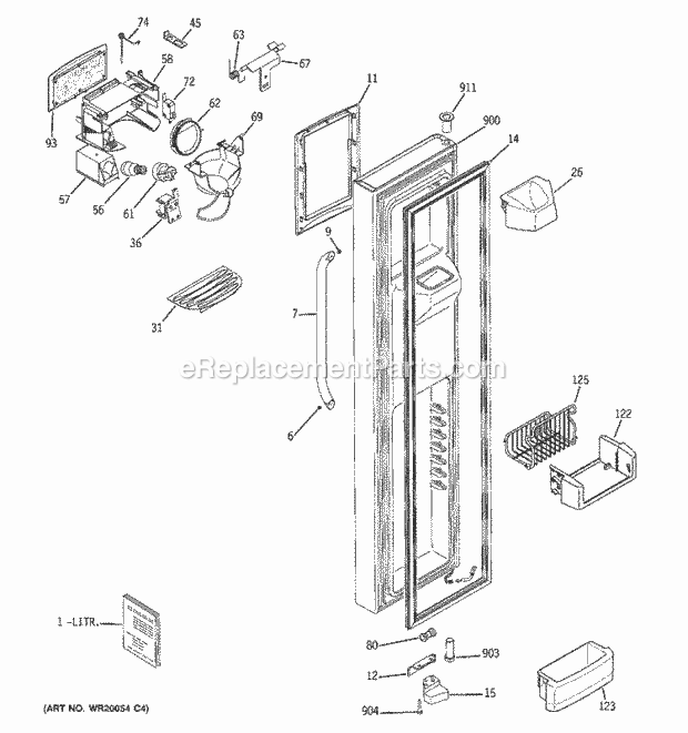 GE GSS25LSTDSS Refrigerator Freezer Door Diagram