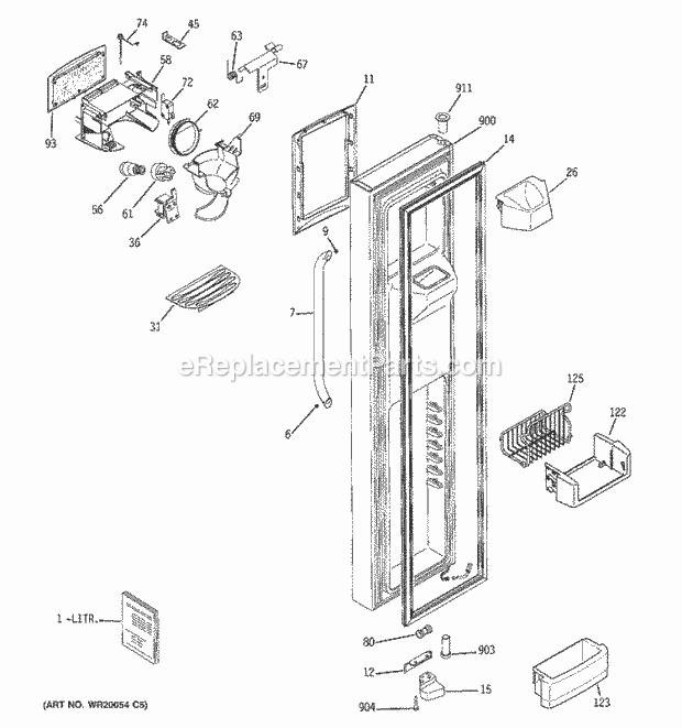 GE GSS25LSTESS Refrigerator Freezer Door Diagram