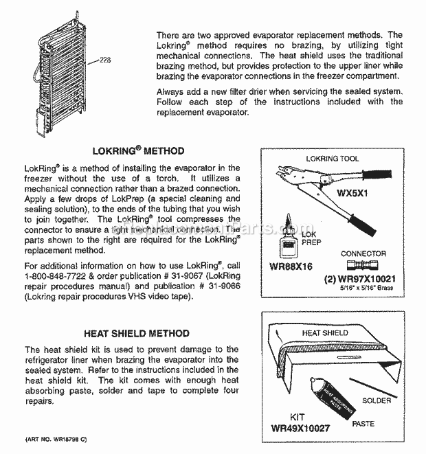 GE GSS25LSWCSS Refrigerator W Series Evaporator Instructions Diagram