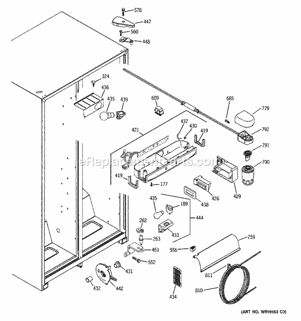 GE GSS25QGPJBB Refrigerator Fresh Food Section Diagram