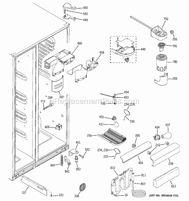 GE GSS25QGTBWW Refrigerator Fresh Food Section Diagram