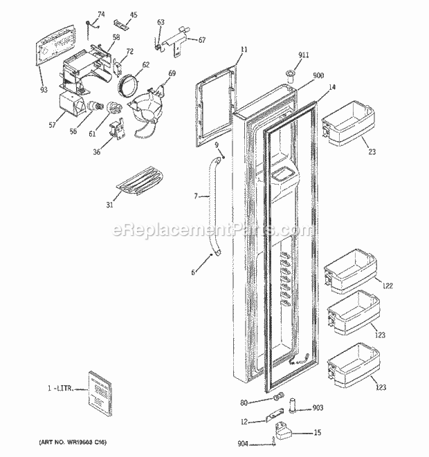 GE GSS25QSTBSS Refrigerator Freezer Door Diagram