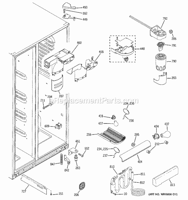 GE GSS25QSTBSS Refrigerator Fresh Food Section Diagram