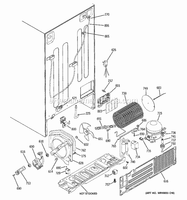 GE GSS25QSWASS Refrigerator W Series Sealed System & Mother Board Diagram