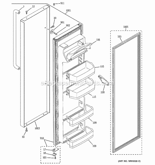 GE GSS25SGPASS Refrigerator Fresh Food Door Diagram