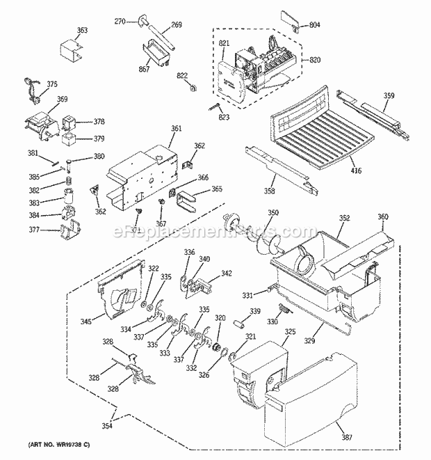 GE GSS25SGRESS Refrigerator Ice Maker & Dispenser Diagram