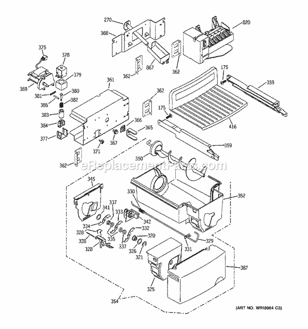 GE GSS25TGMEBB Refrigerator Ice Maker & Dispenser Diagram