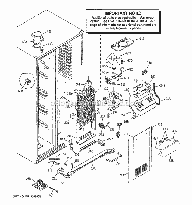 GE GSS25TGPACC Refrigerator Freezer Section Diagram