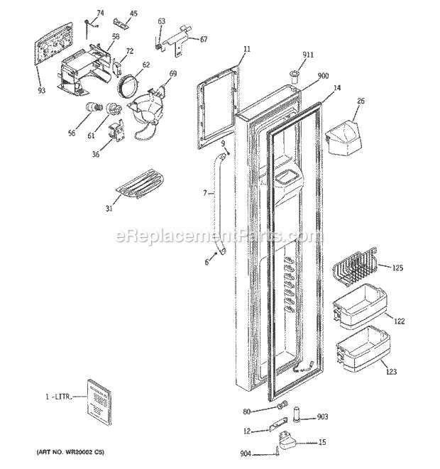 GE GSS25TSWASS Refrigerator W Series Freezer Door Diagram