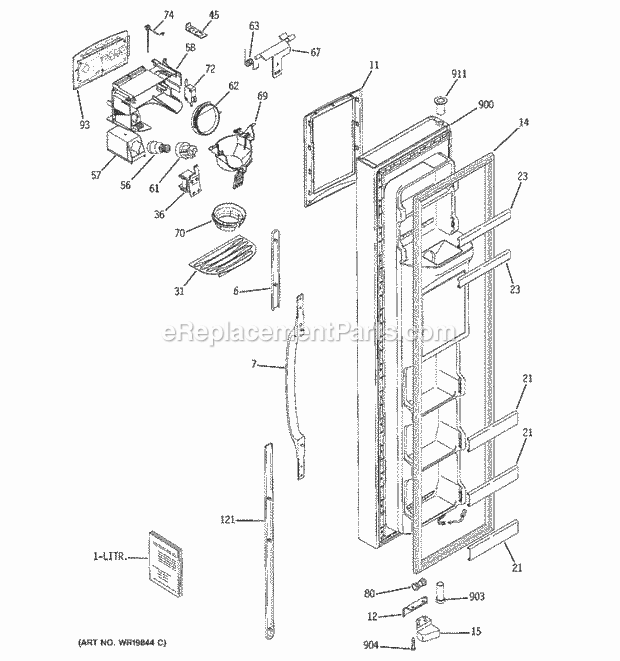 GE GSS25VGSACC Refrigerator Freezer Door Diagram