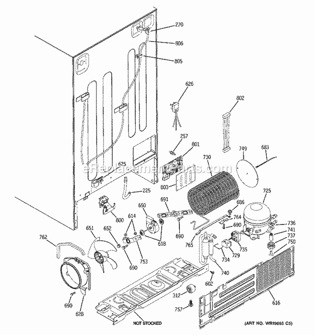 GE GSS25VGSACC Refrigerator Sealed System & Mother Board Diagram