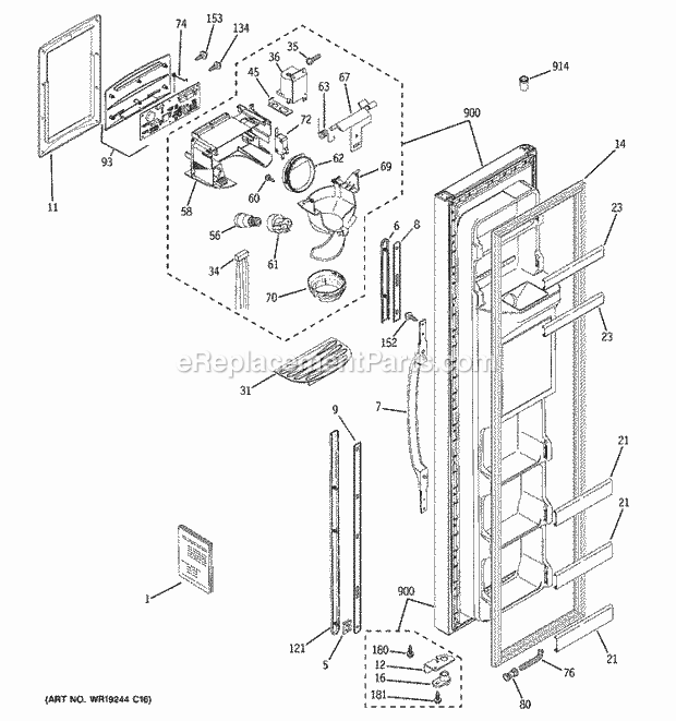 GE GSS25WGPBBB Refrigerator Page B Diagram