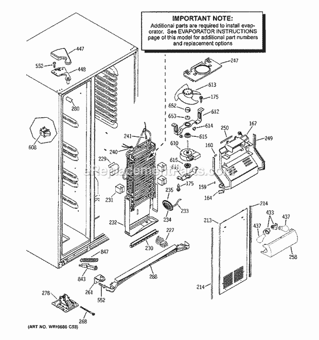 GE GSS25WGTABB Refrigerator Freezer Section Diagram