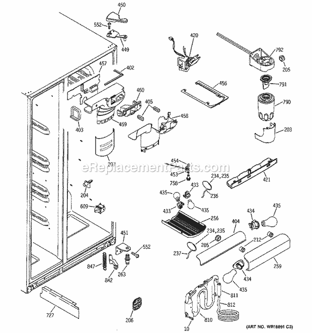 GE GSS25XSPABS Refrigerator Fresh Food Section Diagram