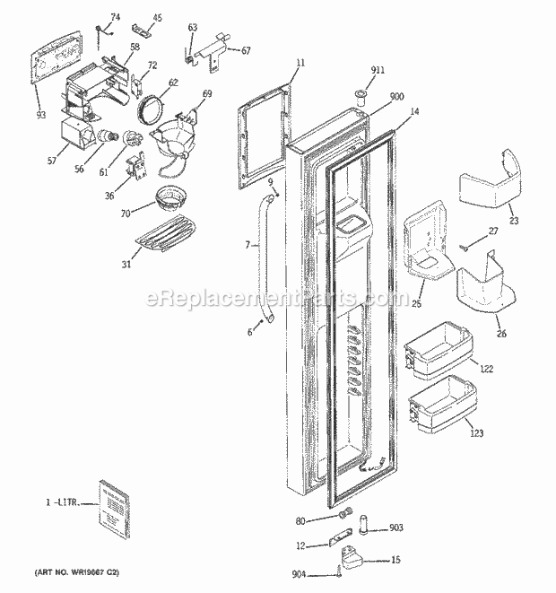 GE GSS25XSRBSS Refrigerator Freezer Door Diagram