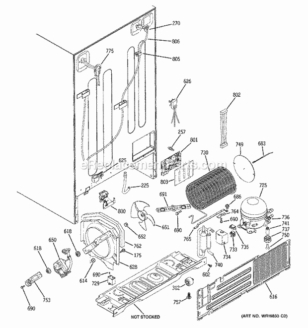 GE GSS25XSRBSS Refrigerator Sealed System & Mother Board Diagram