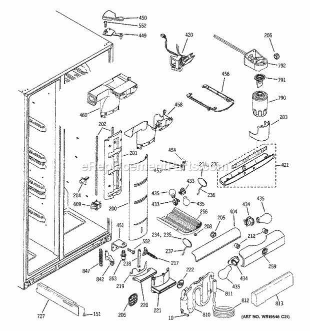 GE GSS25XSRDSS Refrigerator Fresh Food Section Diagram