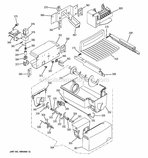 GE GSS27RGMFBB Refrigerator Ice Maker & Dispenser Diagram