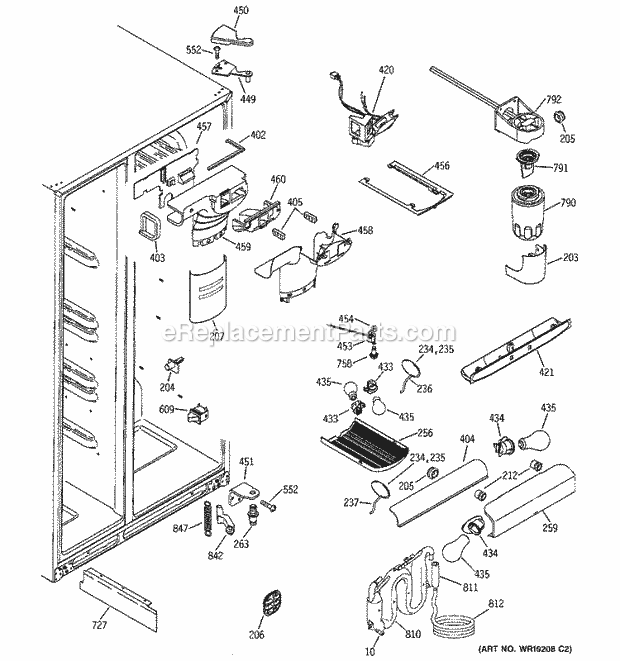 GE GSS27RGPAWW Refrigerator Fresh Food Section Diagram